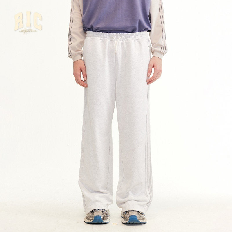 RickyisClown_Black_Striped_Side_Pleat_Chinese_Streetwear_Men's_Cotton_Blend_Sweatpants_MISSTT