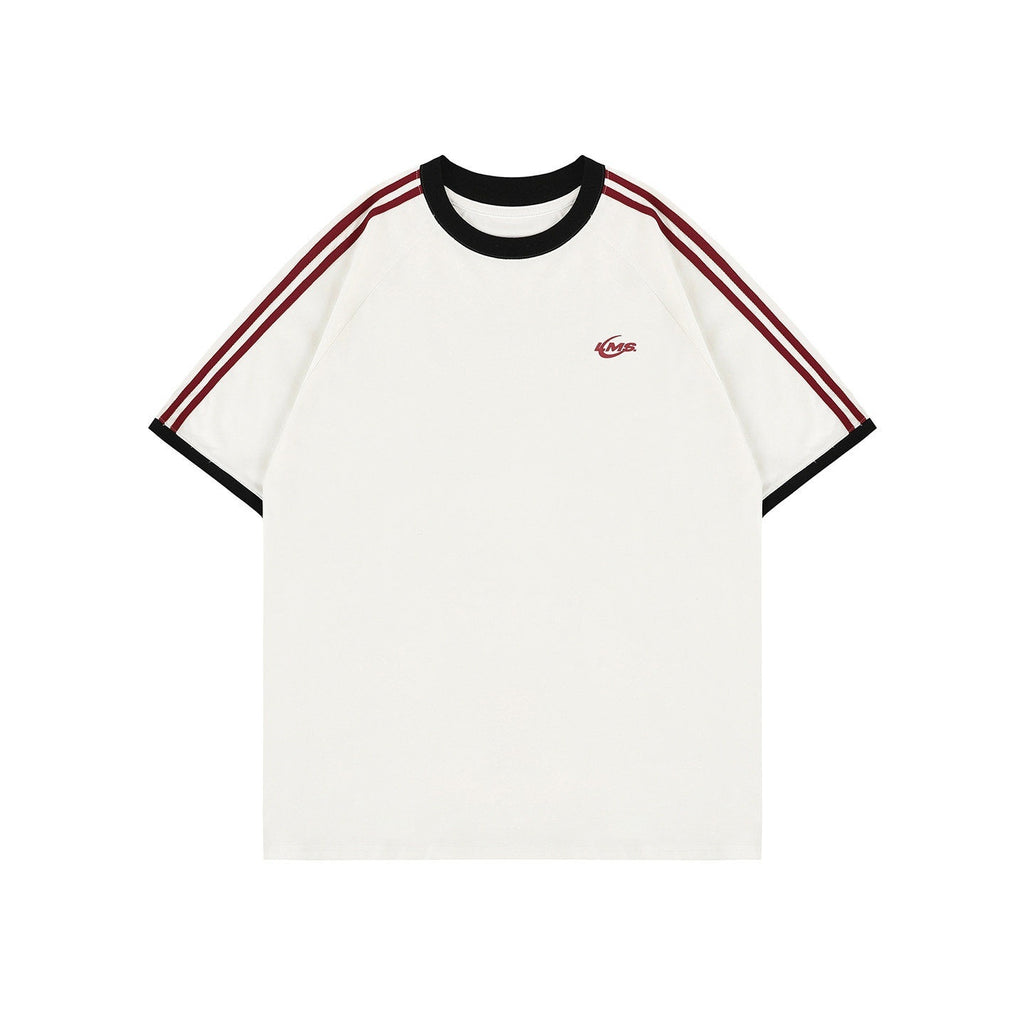 lemanism_Two_Stripe_Print_Drop_Shoulder_Men's_Cotton_Blend_Short_Sleeve_T-shirts_MISSTT