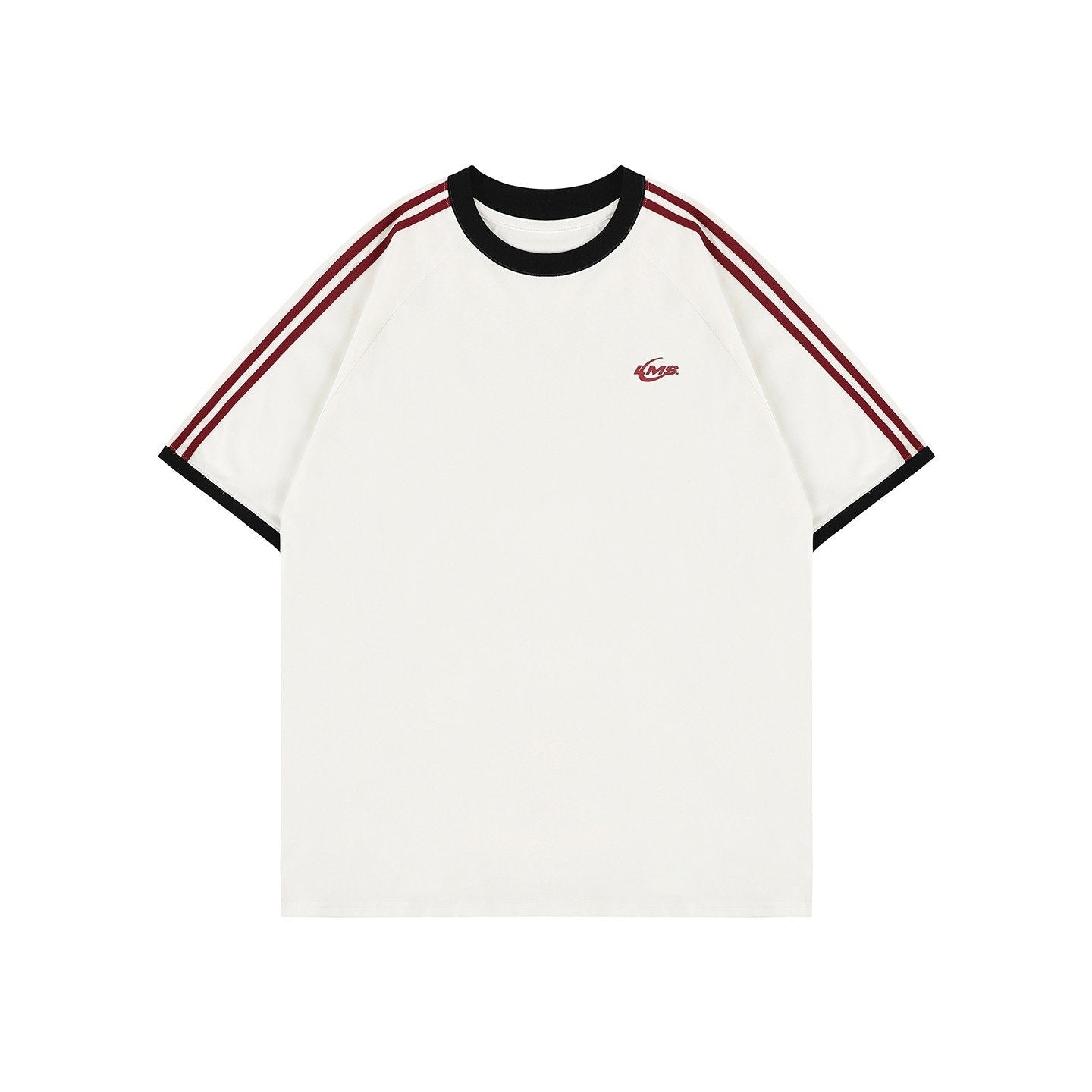lemanism_Two_Stripe_Print_Drop_Shoulder_Men's_Cotton_Blend_Short_Sleeve_T-shirts_MISSTT