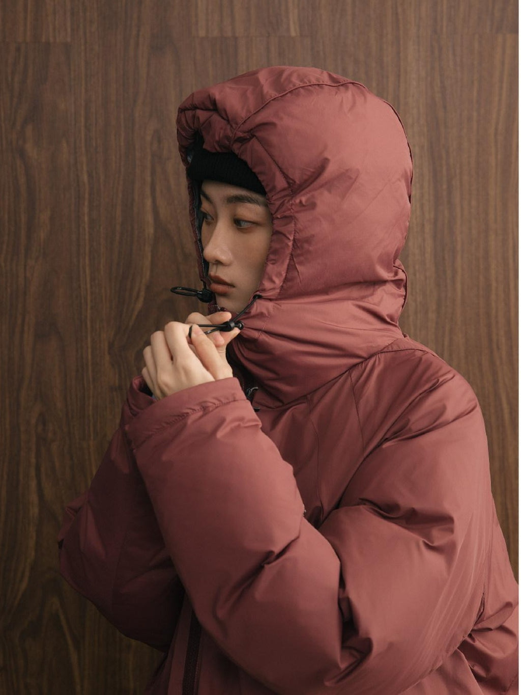 SUPERTOFU Warm Thick Hooded Loose Fit Youth Casual Zipper Solid Black Blush Puffer Jackets
