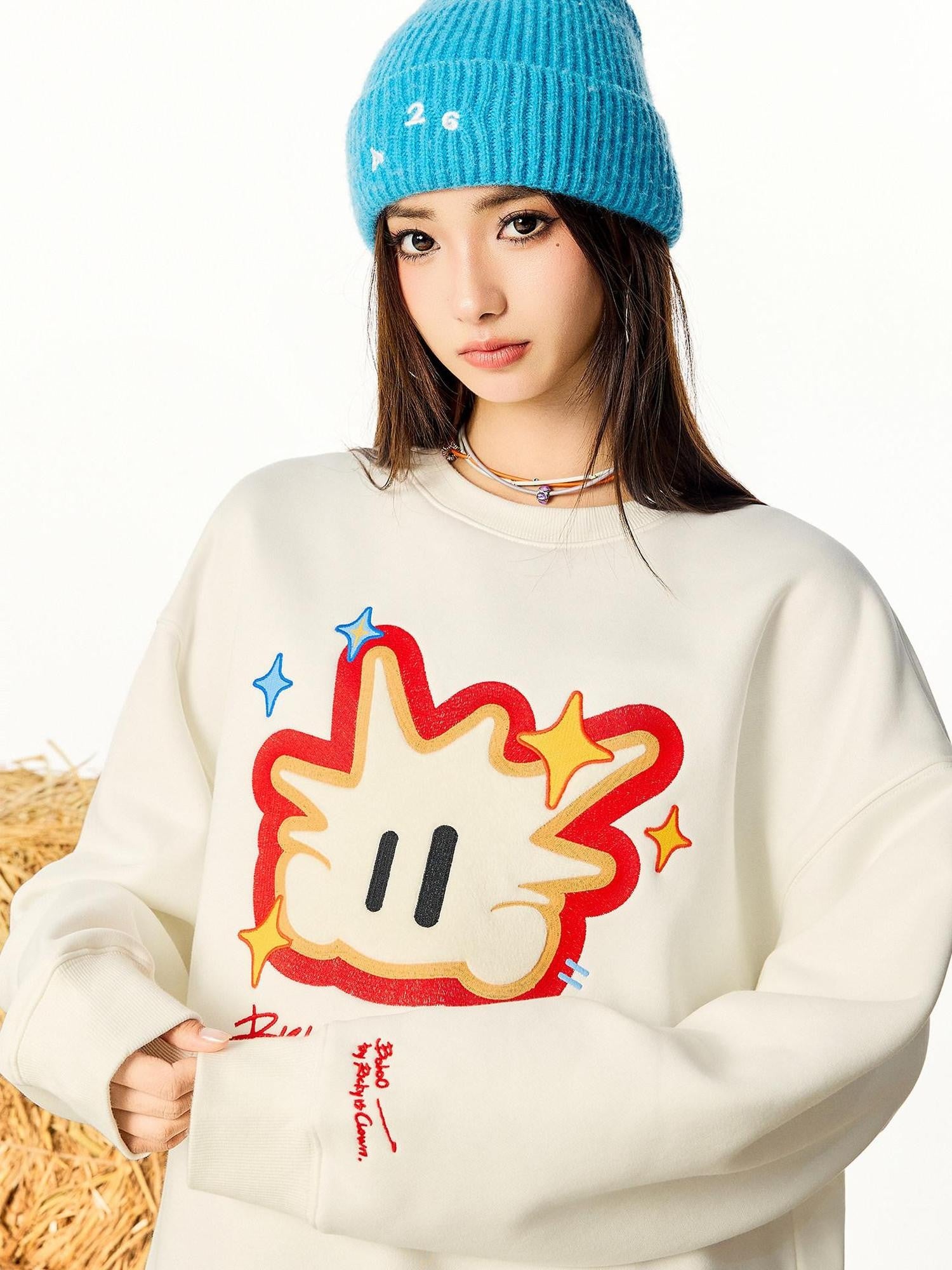 RickyisClown Pineapple Applique Embroidery Men's Poly Cotton Pullover Hoodies