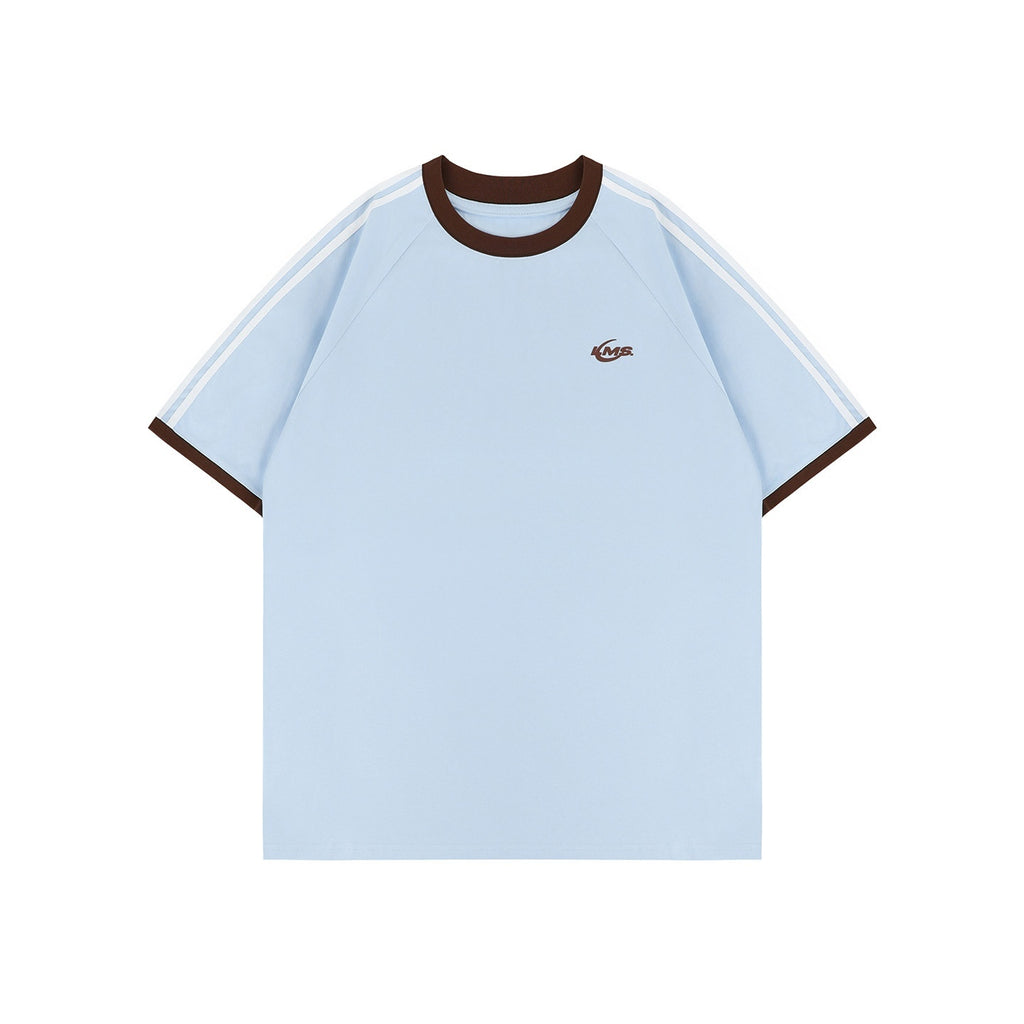 lemanism_Two_Stripe_Print_Drop_Shoulder_Men's_Cotton_Blend_Short_Sleeve_T-shirts_MISSTT