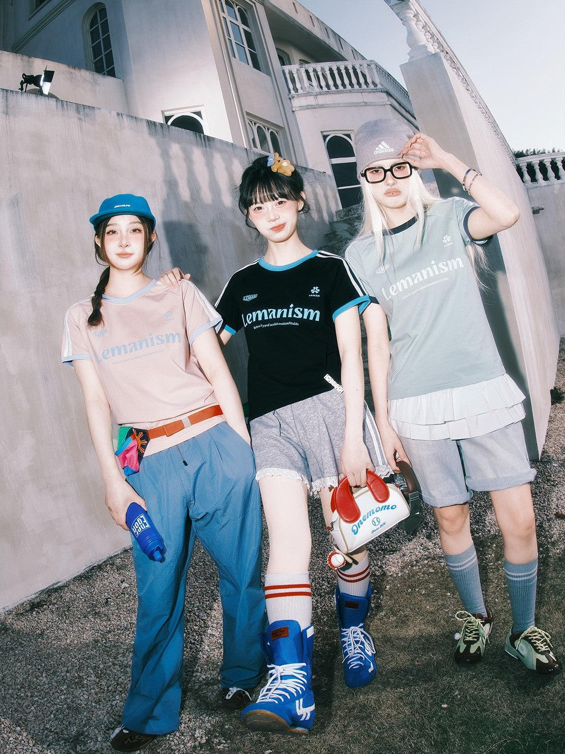 lemanism American Contrast Colorblock Striped Men's Short Sleeve T-shirts