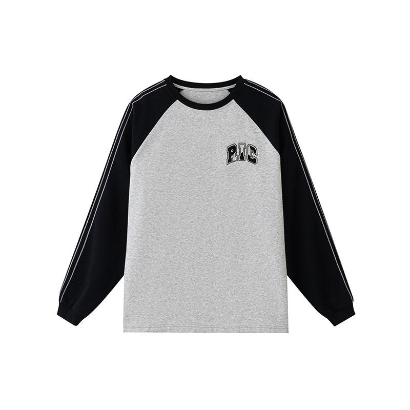 RickyisClown_Colorblock_Patchwork_Applique_Raglan_Men's_Cotton_Blend_Long_Sleeve_T-shirts_MISSTT