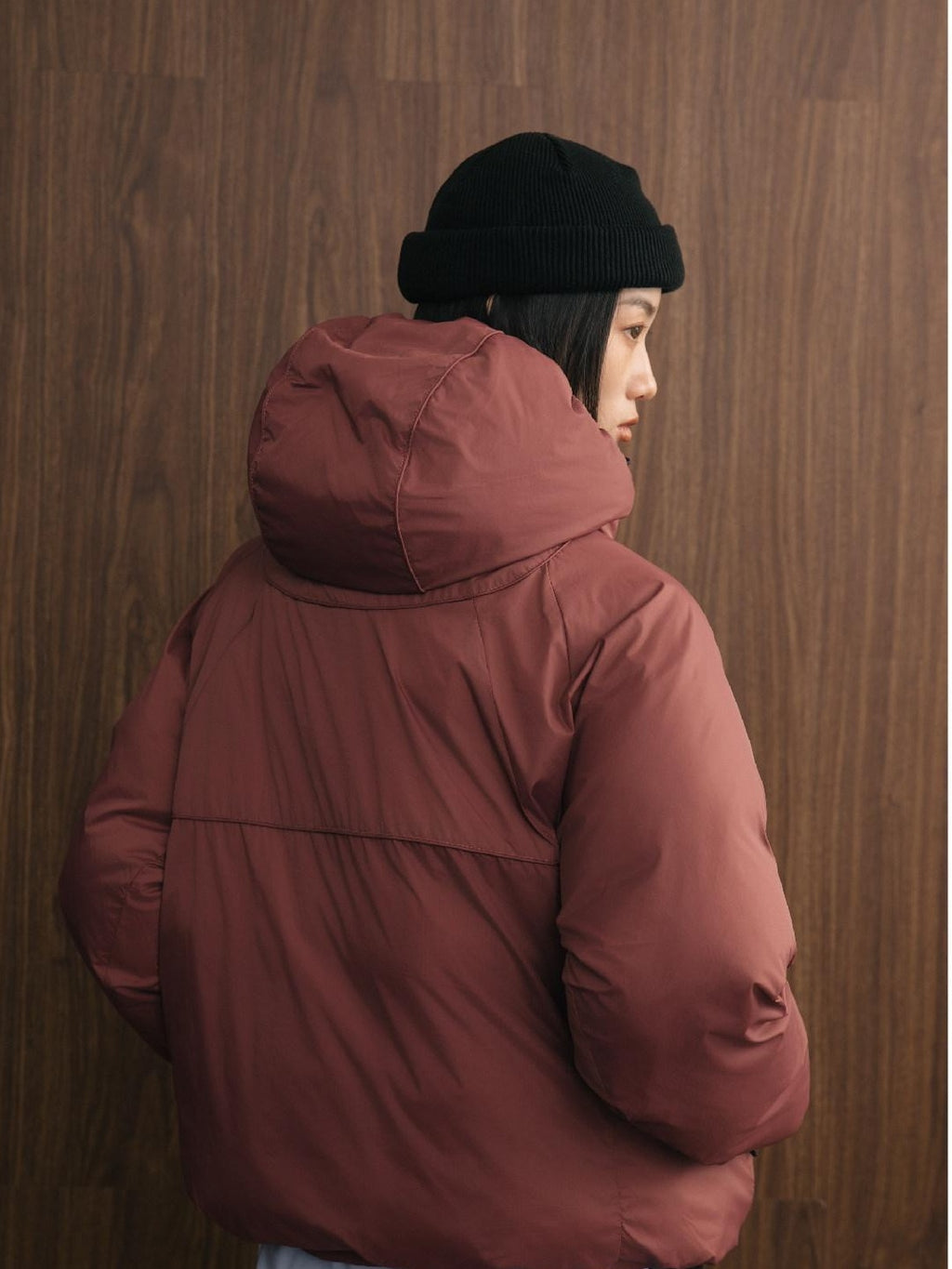 SUPERTOFU Warm Thick Hooded Loose Fit Youth Casual Zipper Solid Black Blush Puffer Jackets