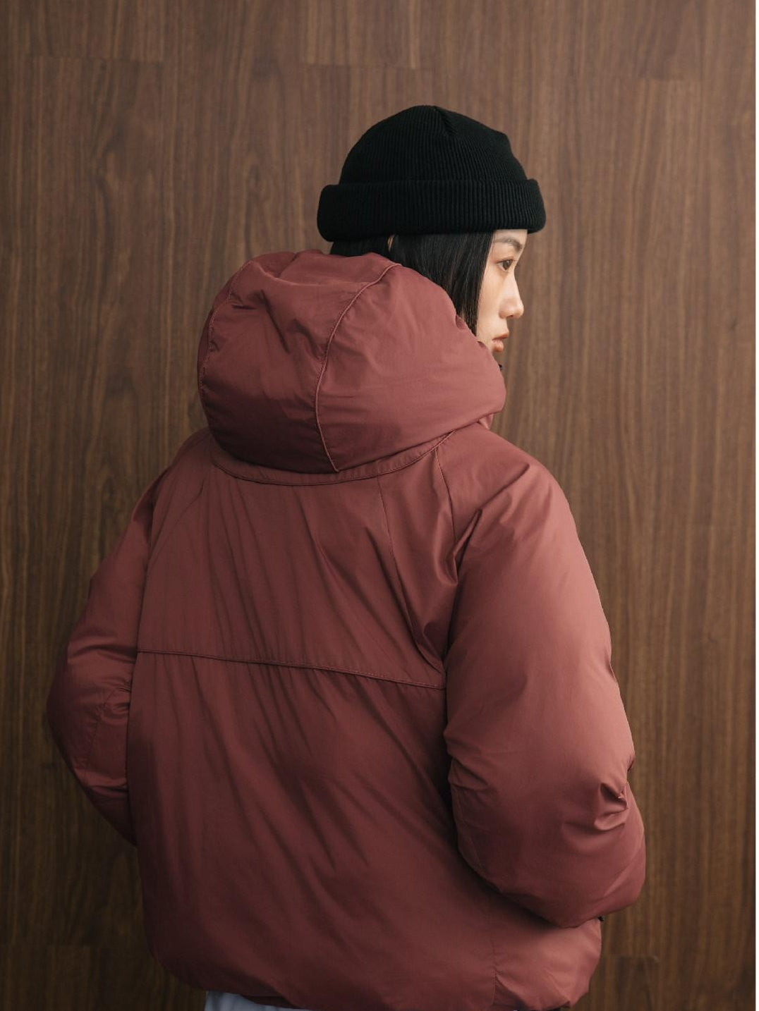 SUPERTOFU Warm Thick Hooded Loose Fit Youth Casual Zipper Solid Black Blush Puffer Jackets