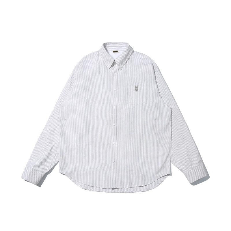 RickyisClown_Pink_Swirl_Rabbit_Embroidery_Long_Sleeve_Chinese_Street_Men's_Striped_Shirts_MISSTT
