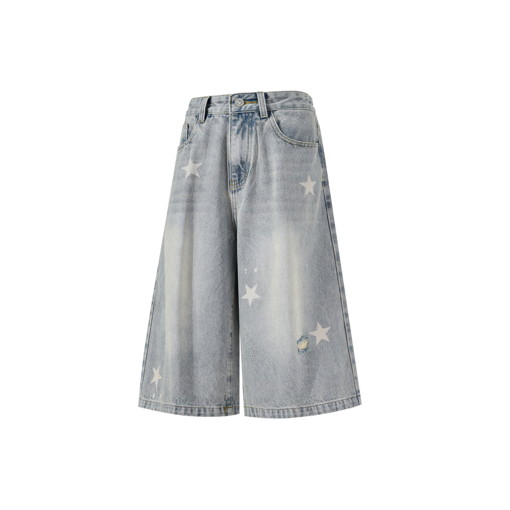 lemanism_Star_Print_Seven_Point_Cropped_Casual_Couple_Men's_Denim_Loose_Jeans_MISSTT