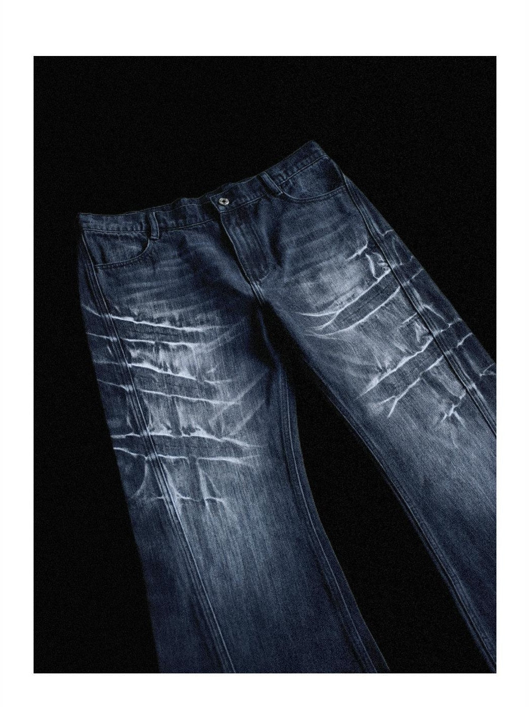 TH4SWE Slimming Mid Rise Patchwork Slim Fit Distressed Black Cotton Flare Jeans