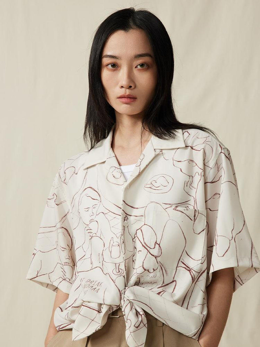 SUPERTOFU Cooling Printed Loose Fit Retro Cuban Collar Short Sleeve Unisex Shirts