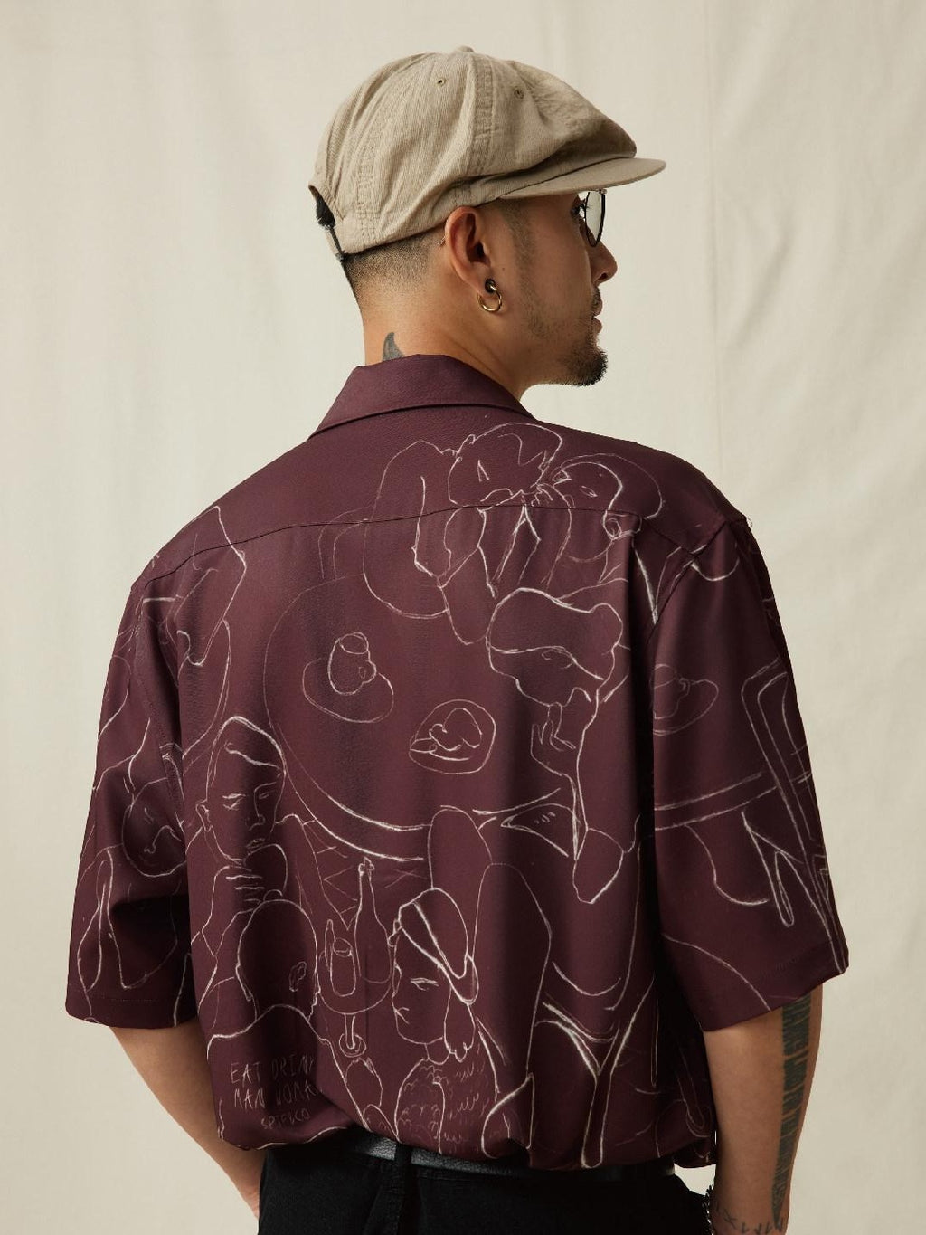 SUPERTOFU Cooling Printed Loose Fit Retro Cuban Collar Short Sleeve Unisex Shirts