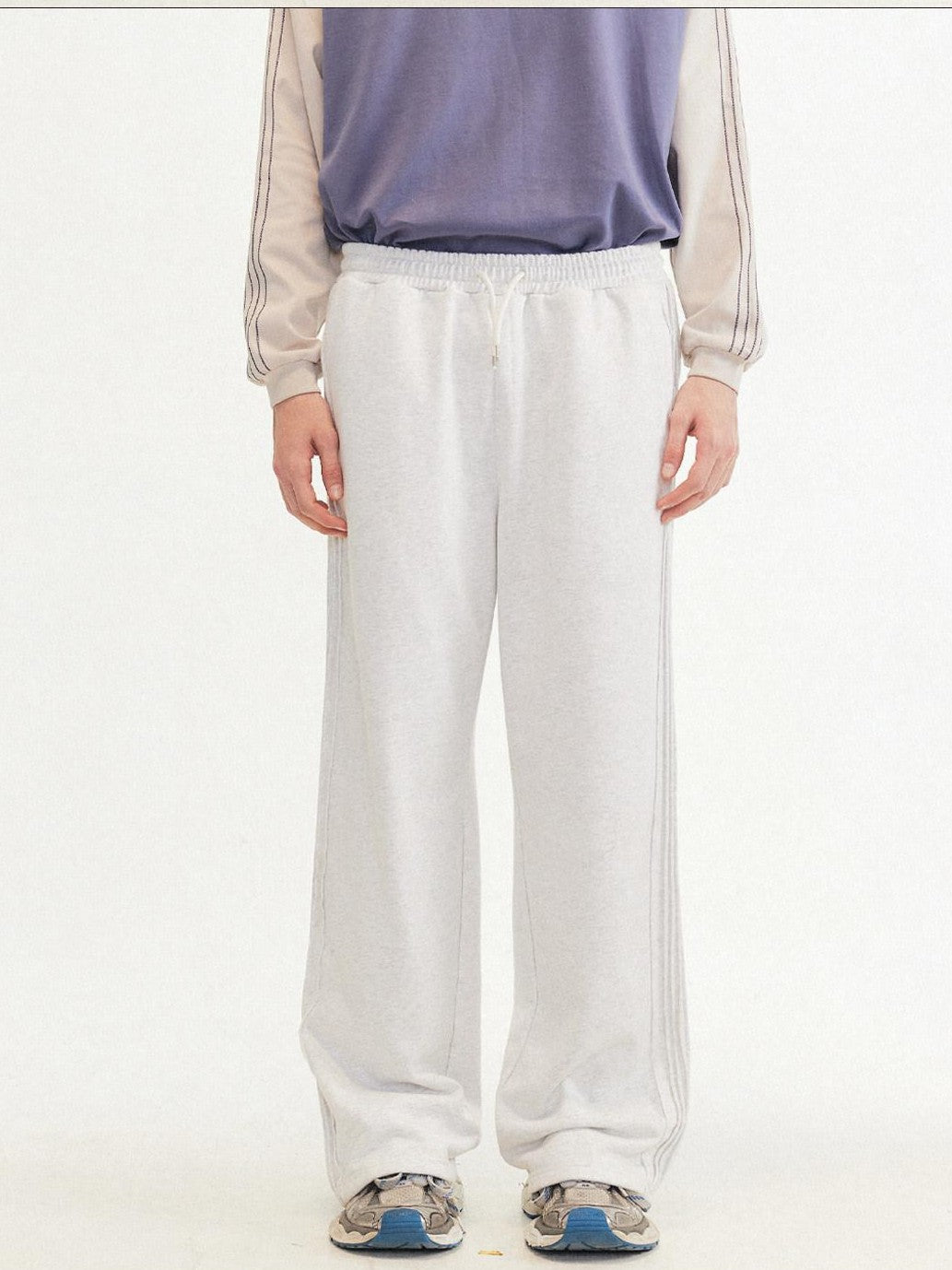 RickyisClown Black Striped Side Pleat Chinese Streetwear Men's Cotton Blend Sweatpants