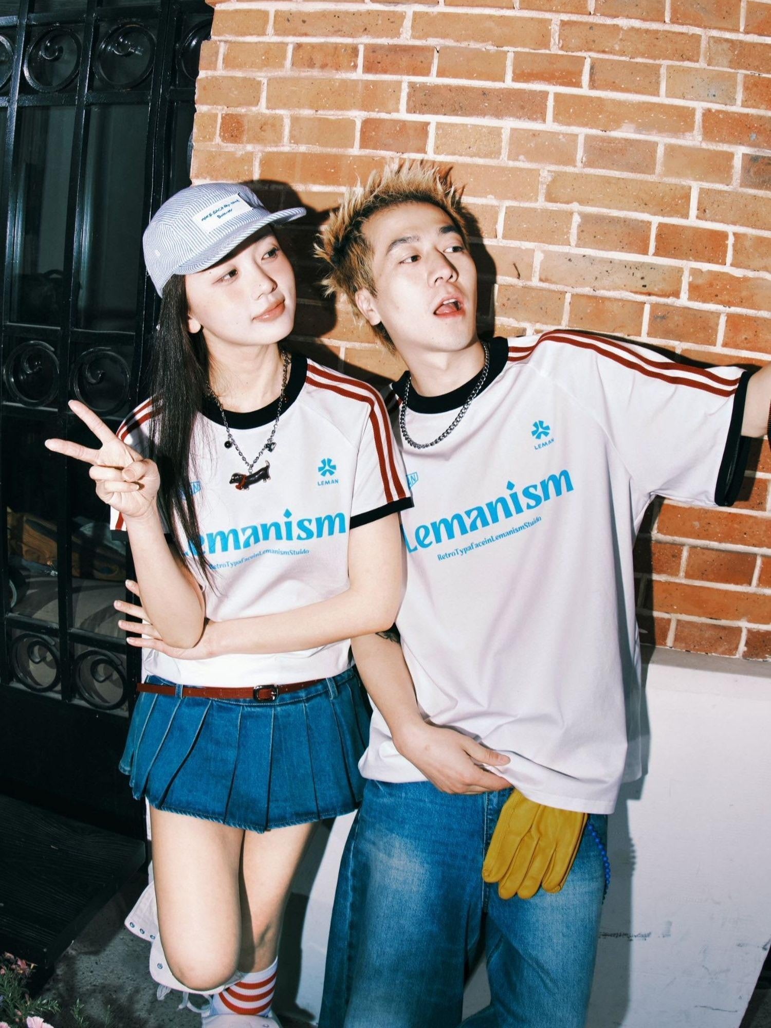 lemanism American Contrast Colorblock Striped Men's Short Sleeve T-shirts