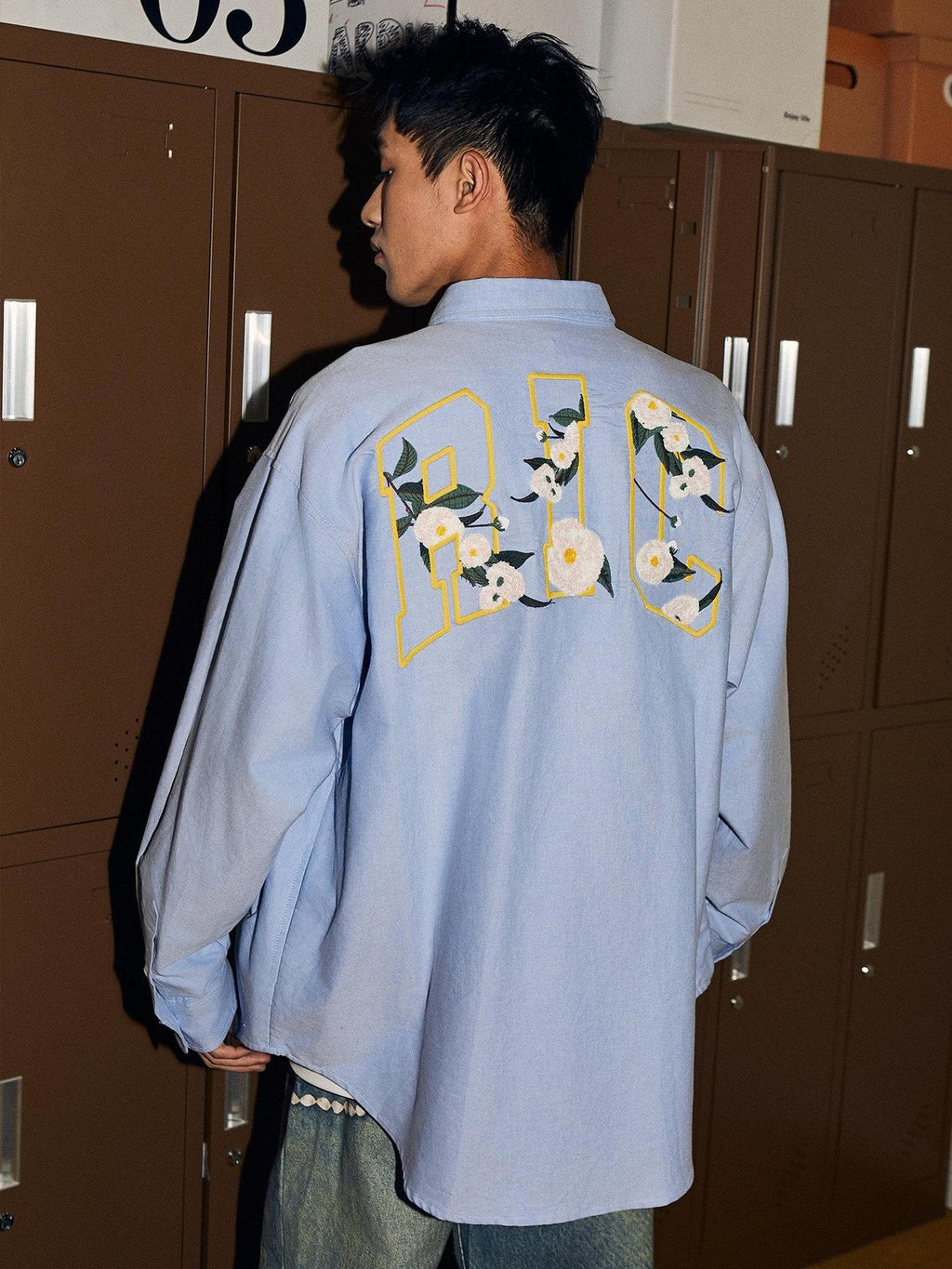 RickyisClown Camellia Floral High Street Design Long Sleeve Men's Print Shirts