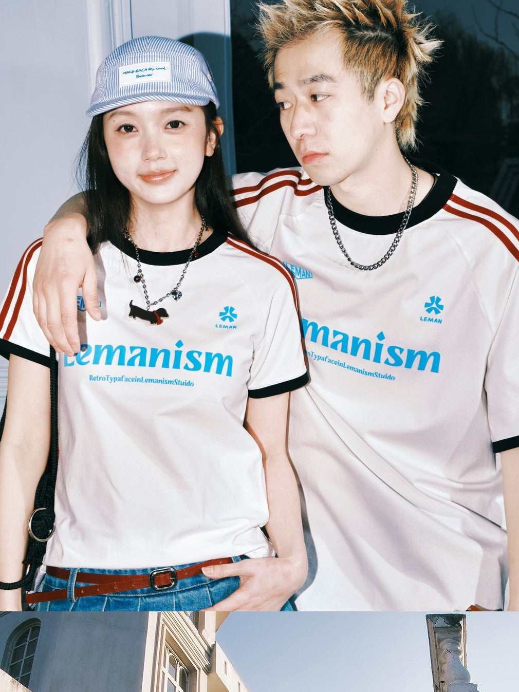lemanism American Contrast Colorblock Striped Men's Short Sleeve T-shirts