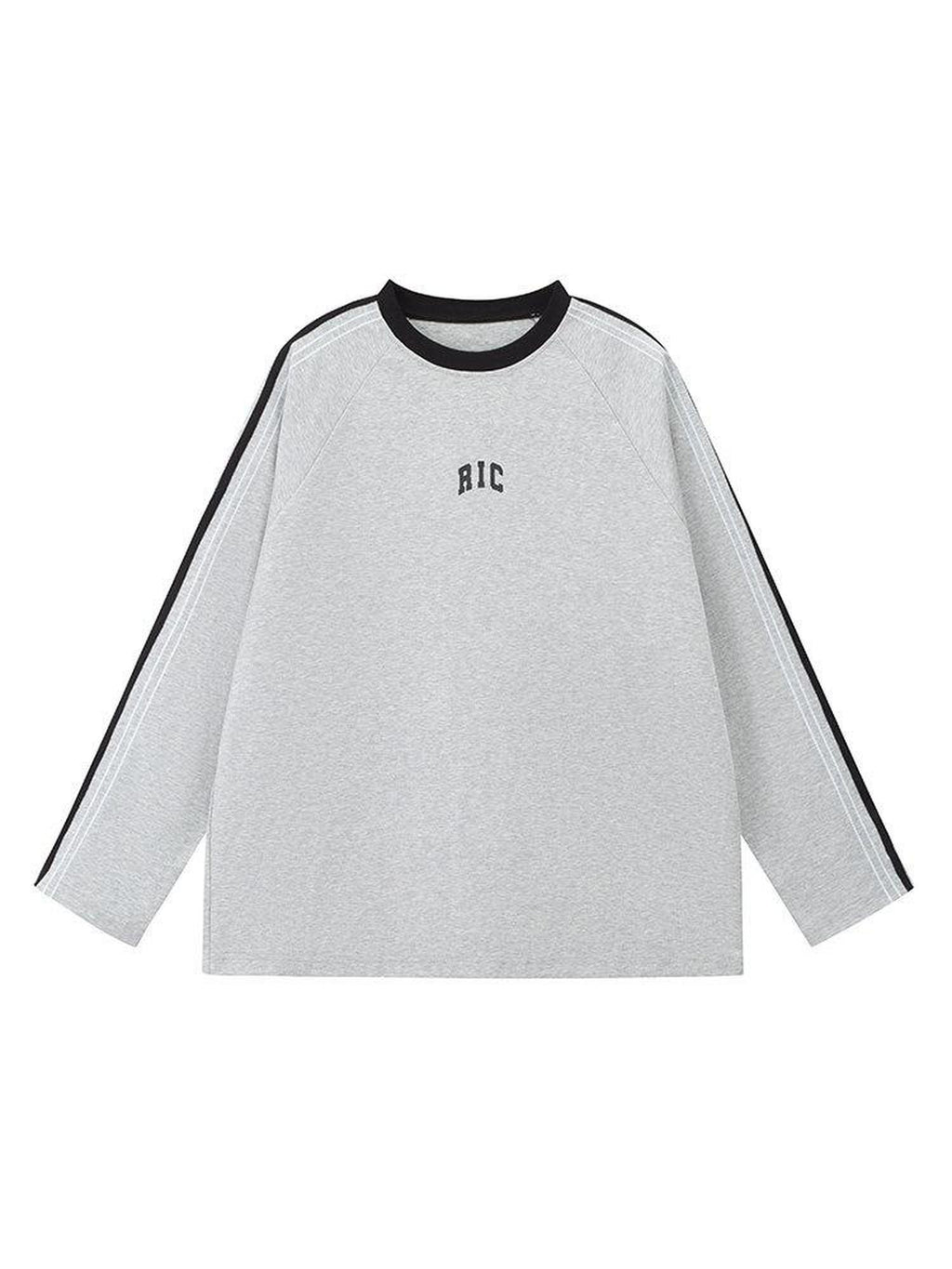 RickyisClown Retro Chain Stitch Embroidered Webbing Colorblock Men's Long Sleeve T-shirts
