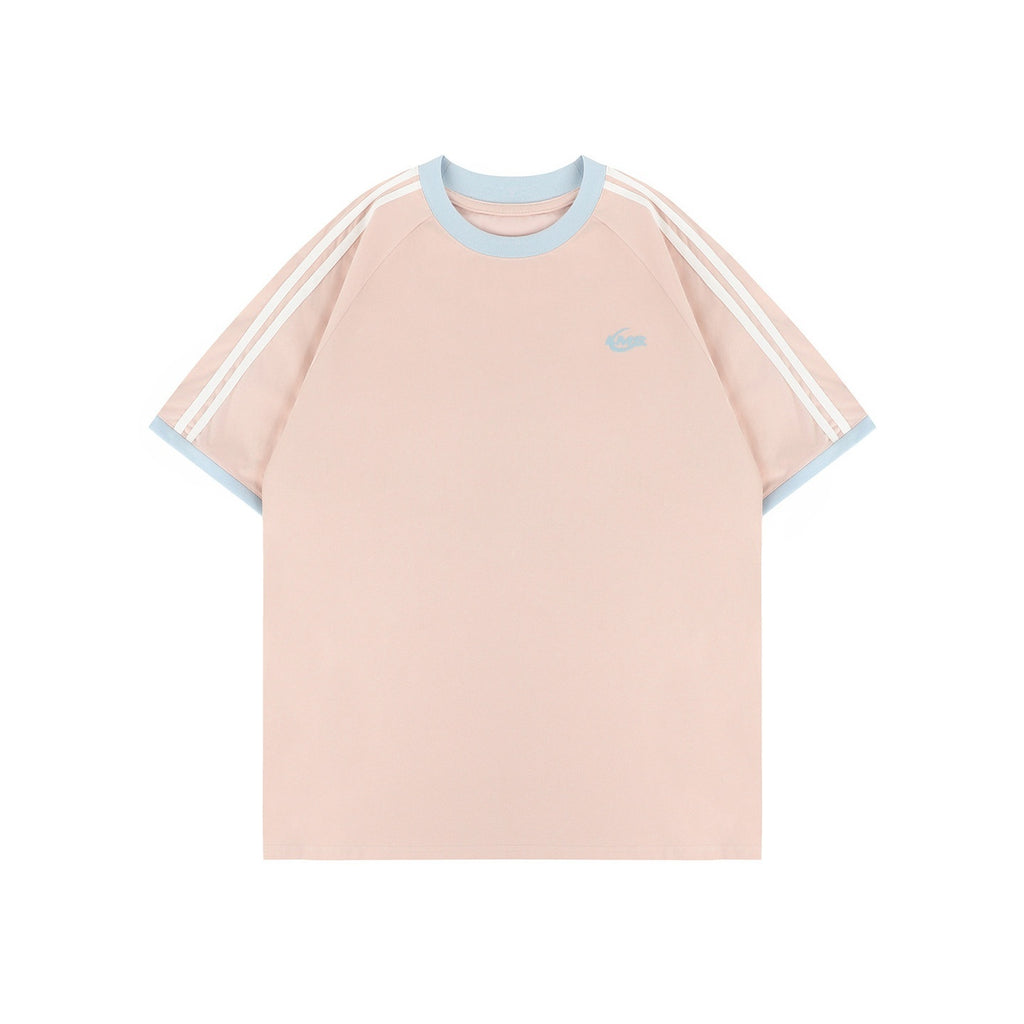 lemanism_Two_Stripe_Print_Drop_Shoulder_Men's_Cotton_Blend_Short_Sleeve_T-shirts_MISSTT
