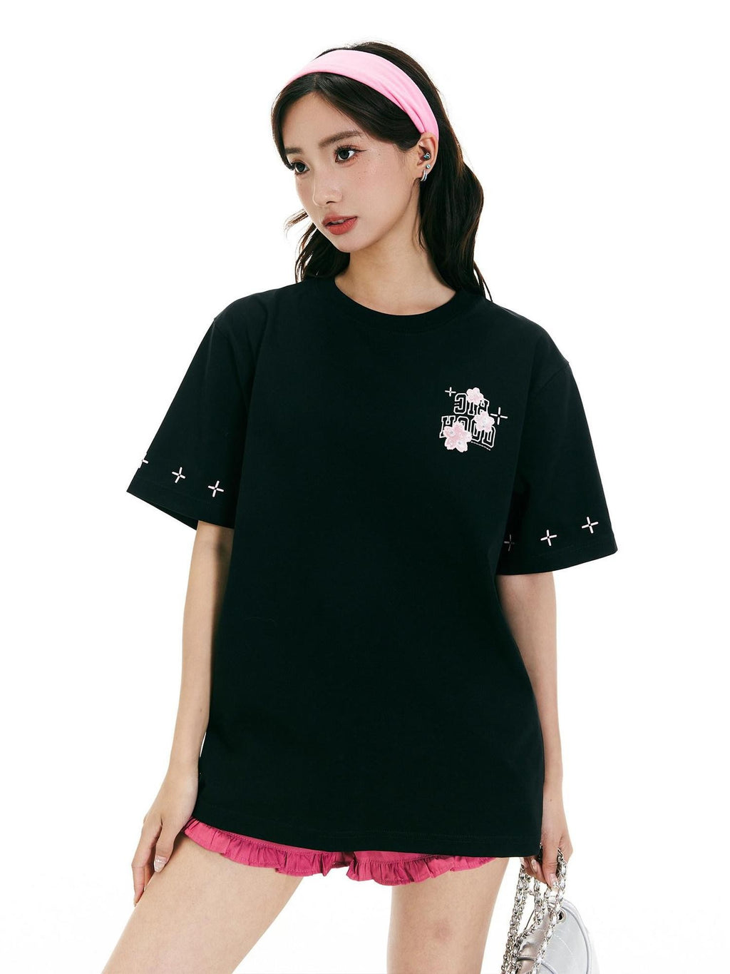 RickyisClown Cherry Blossom Embroidered Men's Quick Dry Short Sleeve T-shirts