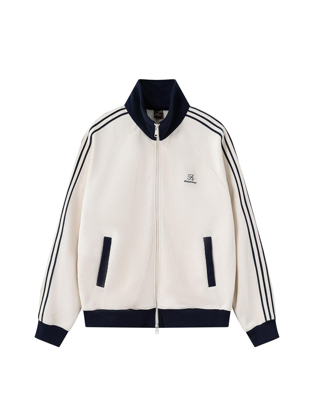 RickyisClown Colorblock Waffle Knit Men's Sporty American Harrington Jackets
