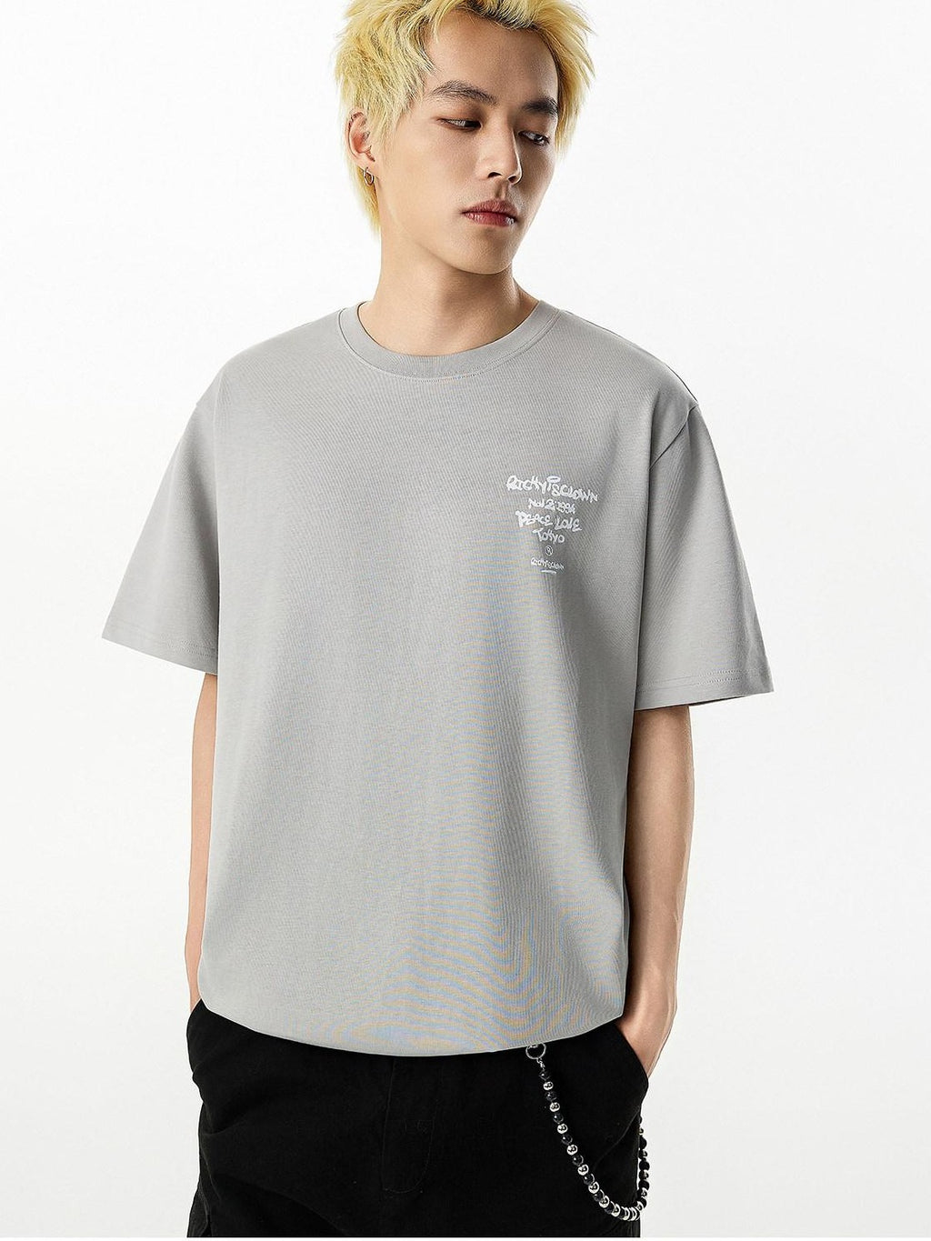 RickyisClown Grey Cooling Heavyweight Oversized Men's Pure Cotton Short Sleeve T-shirts