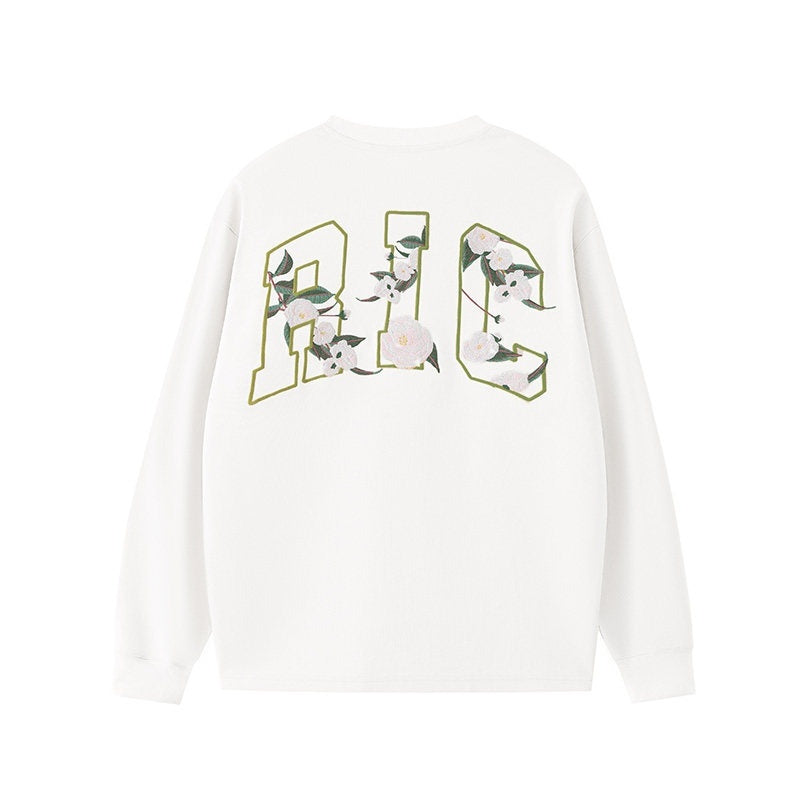 RickyisClown_Camellia_Floral_Print_Versatile_Crew_Neck_Men's_Long_Sleeve_T-shirts_MISSTT