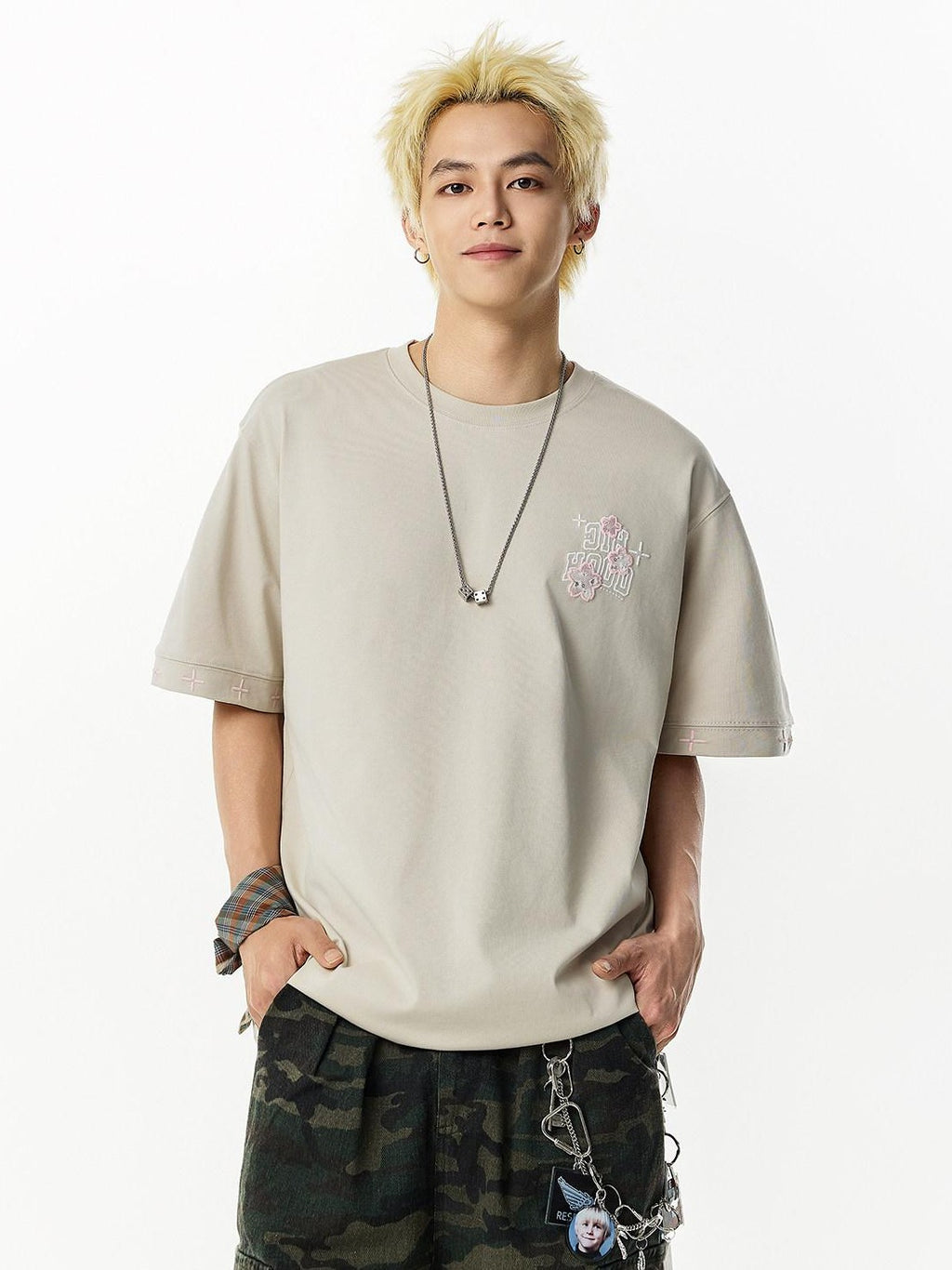 RickyisClown Cherry Blossom Embroidered Men's Quick Dry Short Sleeve T-shirts