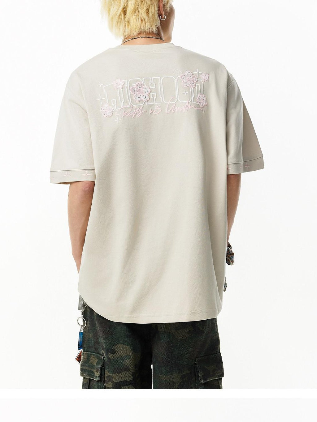 RickyisClown Cherry Blossom Embroidered Men's Quick Dry Short Sleeve T-shirts