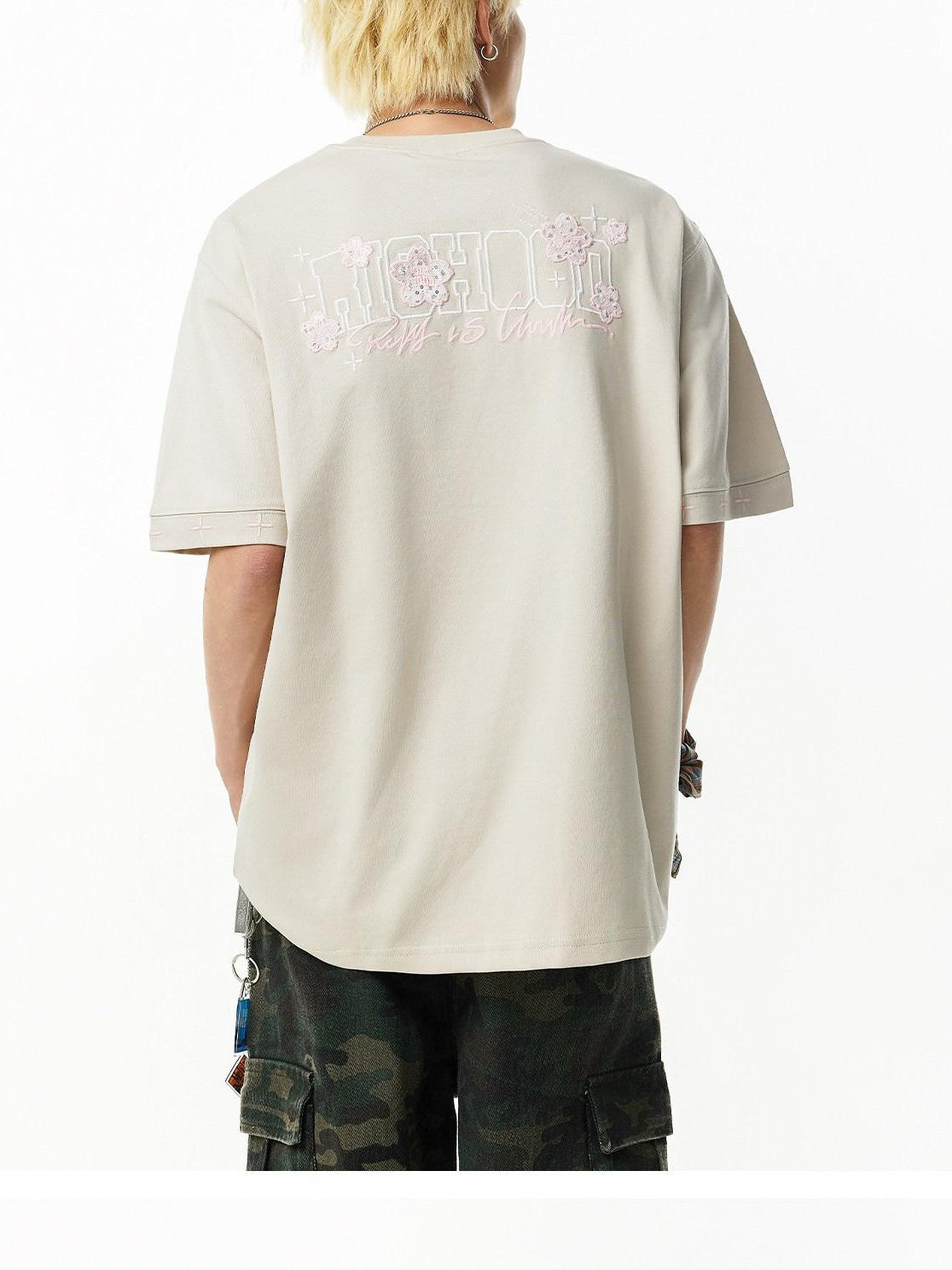 RickyisClown Cherry Blossom Embroidered Men's Quick Dry Short Sleeve T-shirts