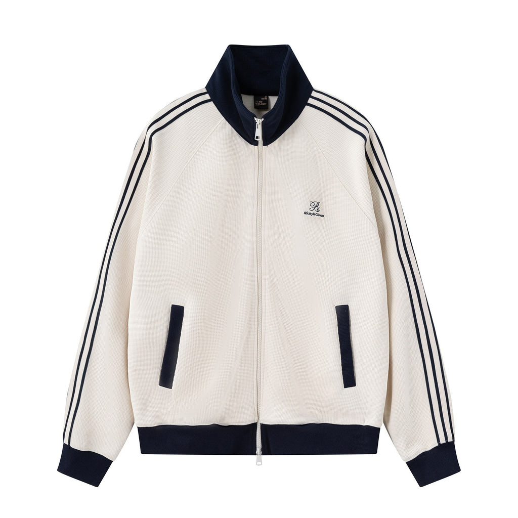 RickyisClown_Colorblock_Waffle_Knit_Men's_Sporty_American_Harrington_Jackets_MISSTT