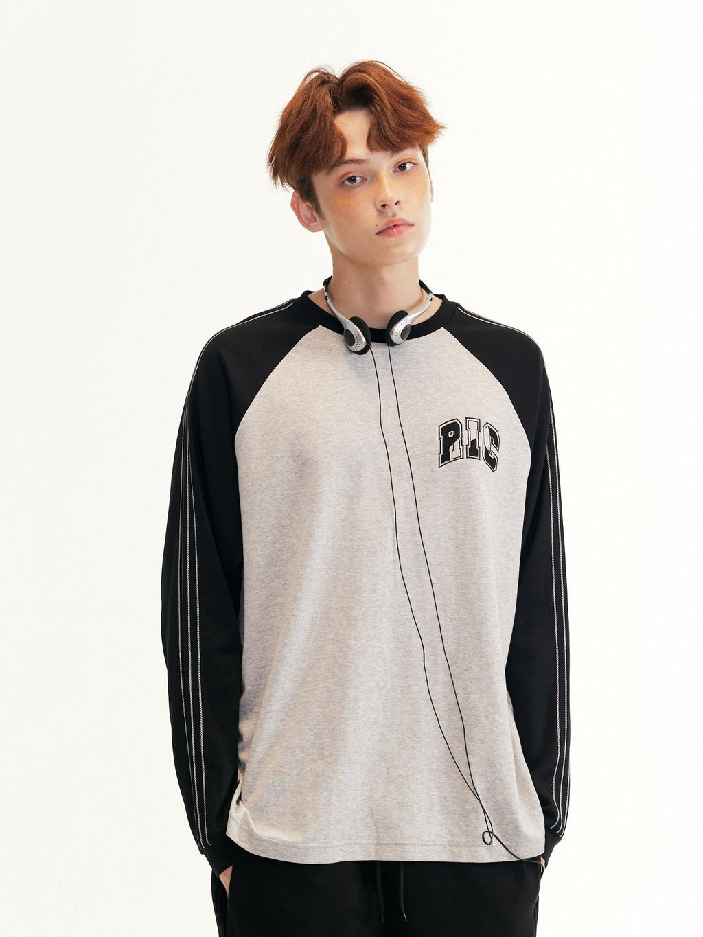 RickyisClown Colorblock Patchwork Applique Raglan Men's Cotton Blend Long Sleeve T-shirts