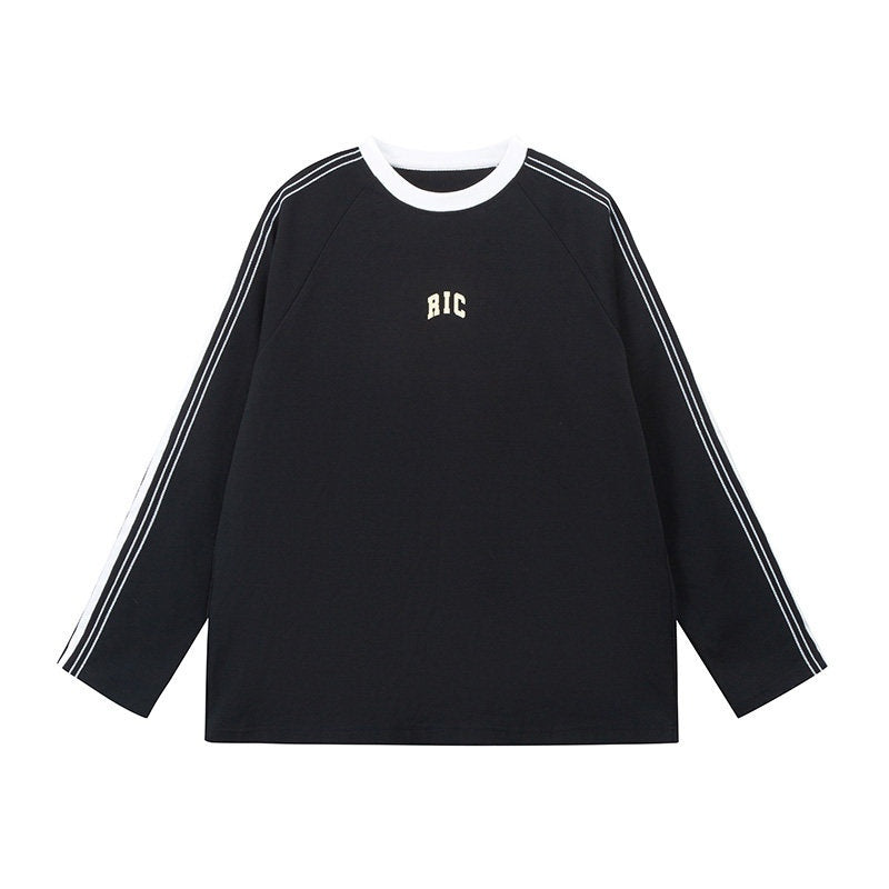 RickyisClown_Retro_Chain_Stitch_Embroidered_Webbing_Colorblock_Men's_Long_Sleeve_T-shirts_MISSTT