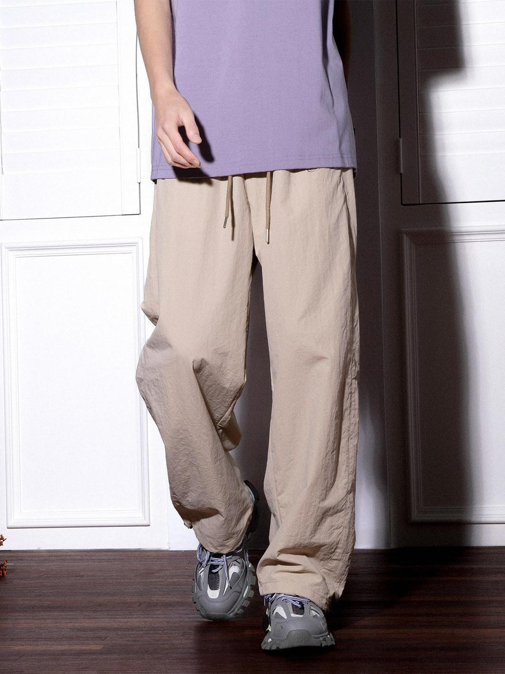 lemanism Workwear Cargo Loose Fit Sport Casual Men's Nylon Straight-leg Pants