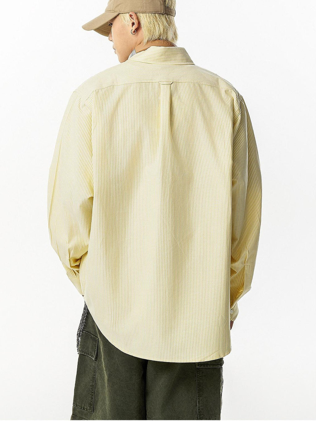 RickyisClown Pink Swirl Rabbit Embroidery Long Sleeve Chinese Street Men's Striped Shirts