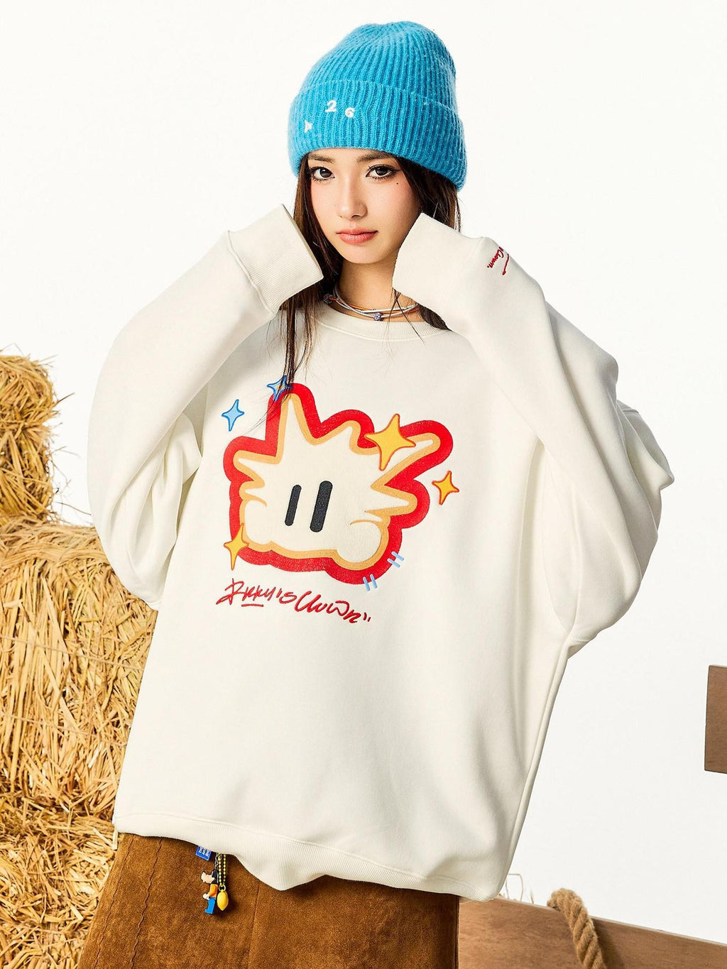 RickyisClown Pineapple Applique Embroidery Men's Poly Cotton Pullover Hoodies