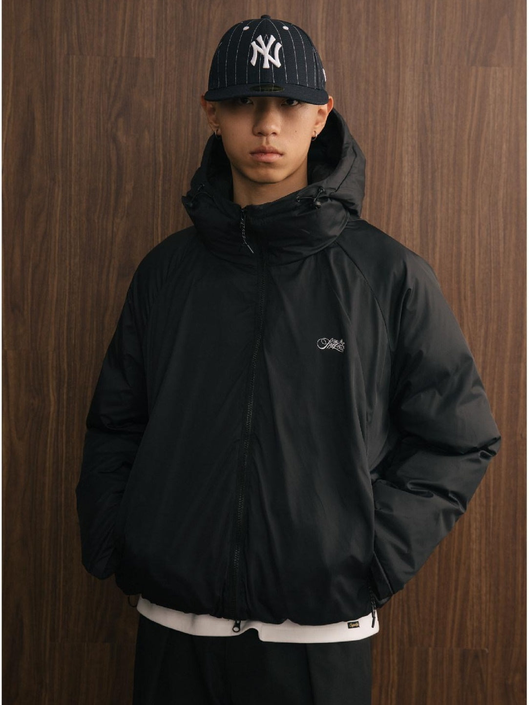 SUPERTOFU Warm Thick Hooded Loose Fit Youth Casual Zipper Solid Black Blush Puffer Jackets