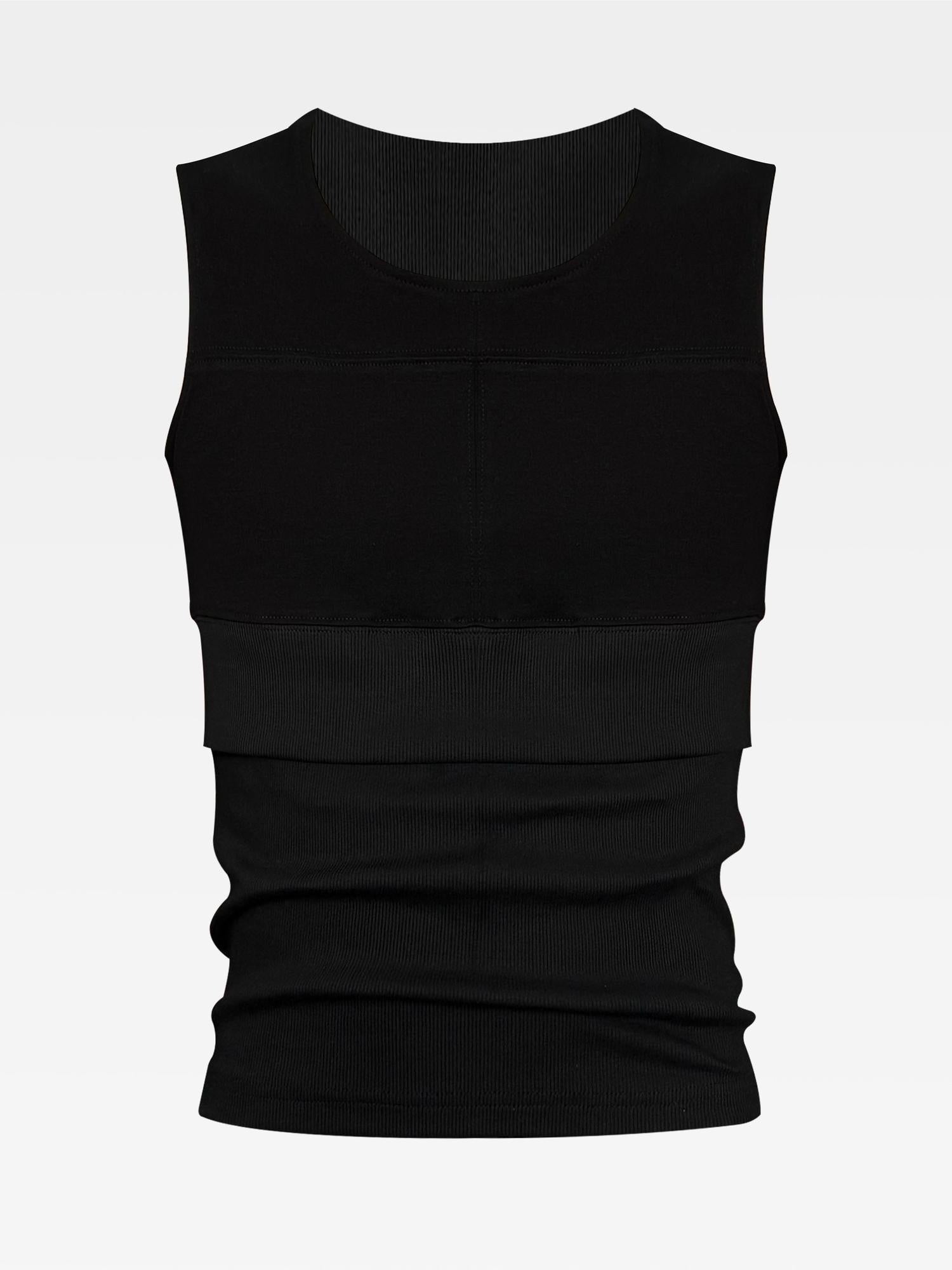 ATAnothingness Breathable Slim Fit Cotton Crewneck H Back Casual Everyday Black Youth Tank Tops