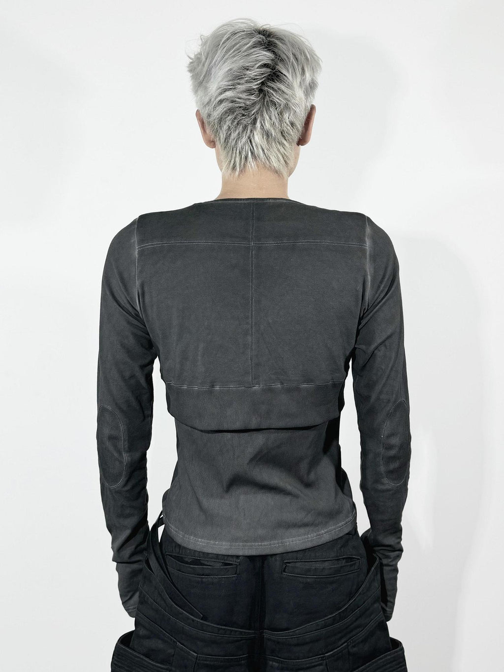 ATAnothingness Slim Fit Distressed Cross Metal Black Unisex Cotton Crew Long Sleeve T-Shirts