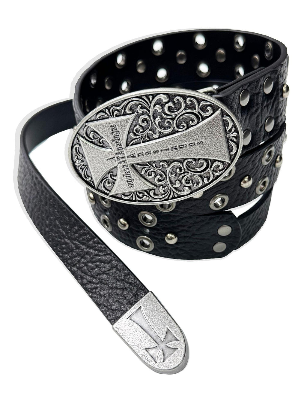 ATAnothingness Studded Carved Cowhide Vintage Punk Street Unisex Pin Buckle Belts