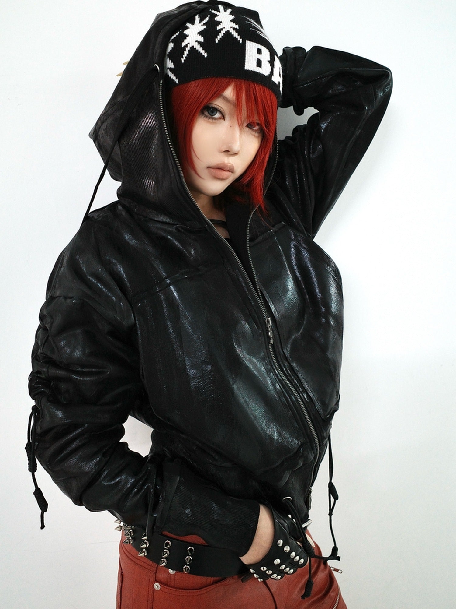 ATAnothingness Warm Cotton Blend Loose Fit Zip Up Hooded Unisex Casual Black Hoodies