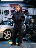 AvinMade Black Biker Waxed Stand Collar Zipper Women's Washed Cotton Puffer Jackets