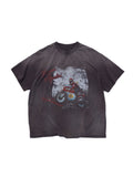 AvinMade Brown Distressed Motorcycle Print Women's Short Sleeve T-shirts