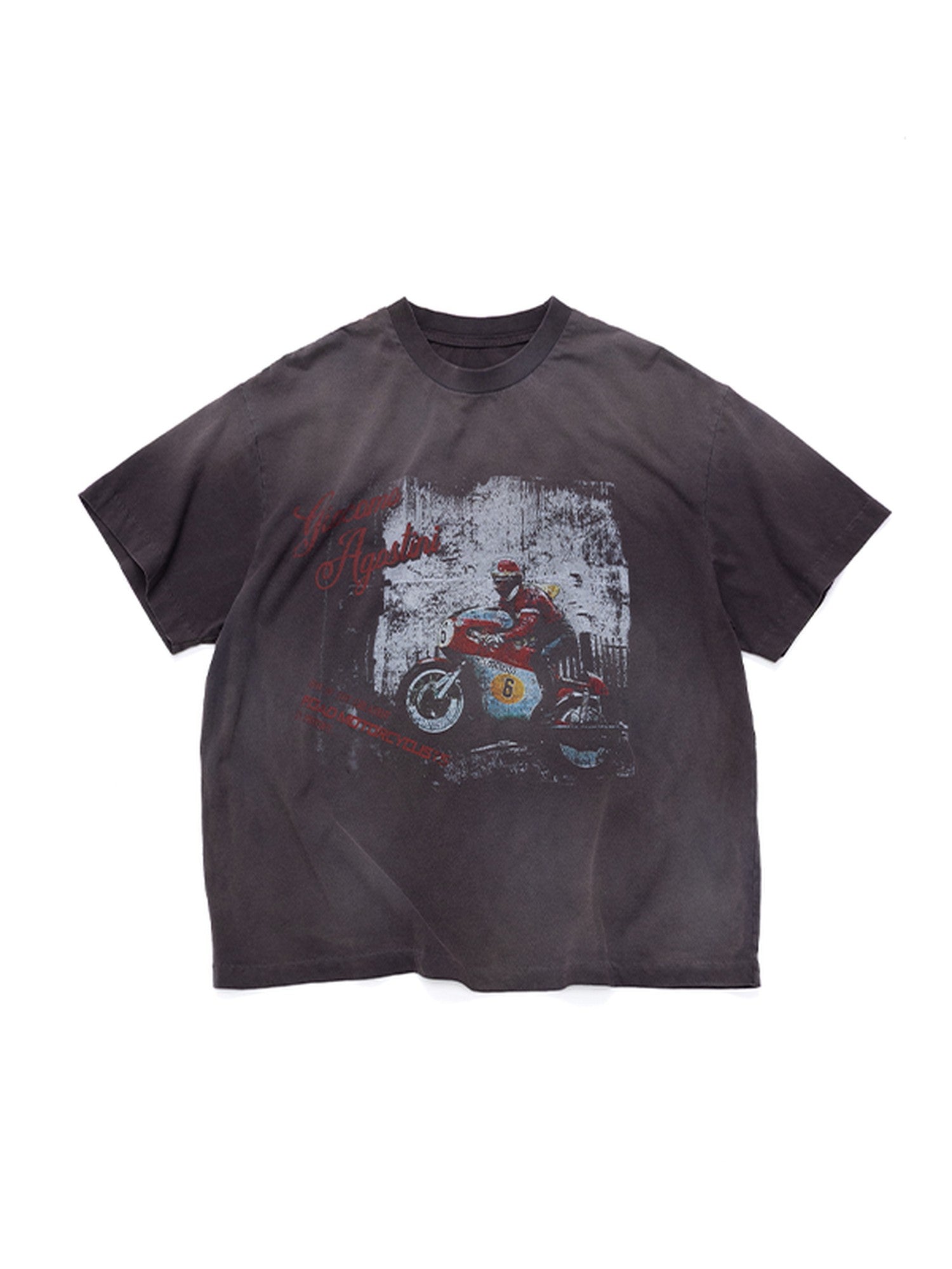 AvinMade Brown Distressed Motorcycle Print Women's Short Sleeve T-shirts
