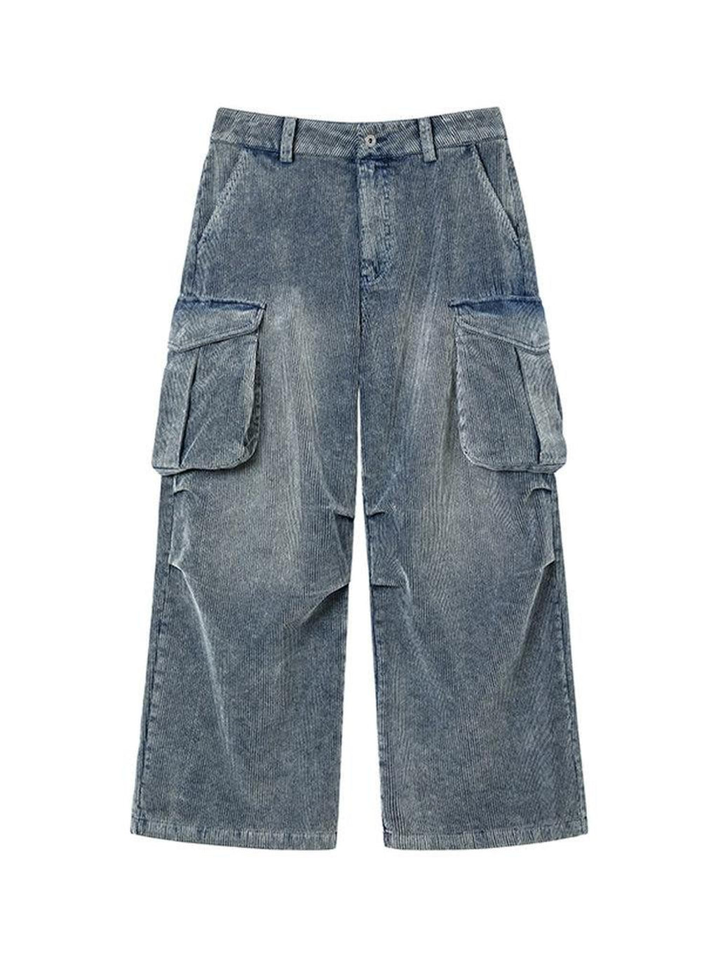 AvinMade Distressed Loose Straight Mid Waist Women's Corduroy Cargo Pants
