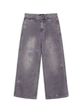 AvinMade Ink Wash Splatter Distressed Patch Women's 100 Percent Cotton Wide-leg Pants