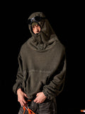 AvinMade Olive Brown Cropped Washed Ninja Women's Polar Fleece Pullover Hoodies