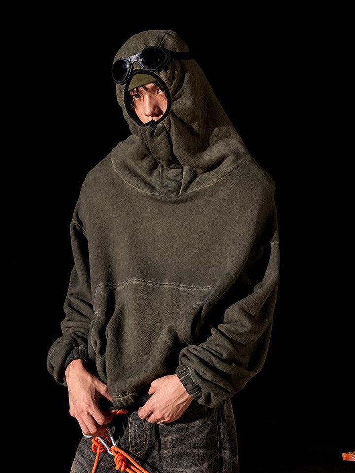 AvinMade Olive Brown Cropped Washed Ninja Women's Polar Fleece Pullover Hoodies
