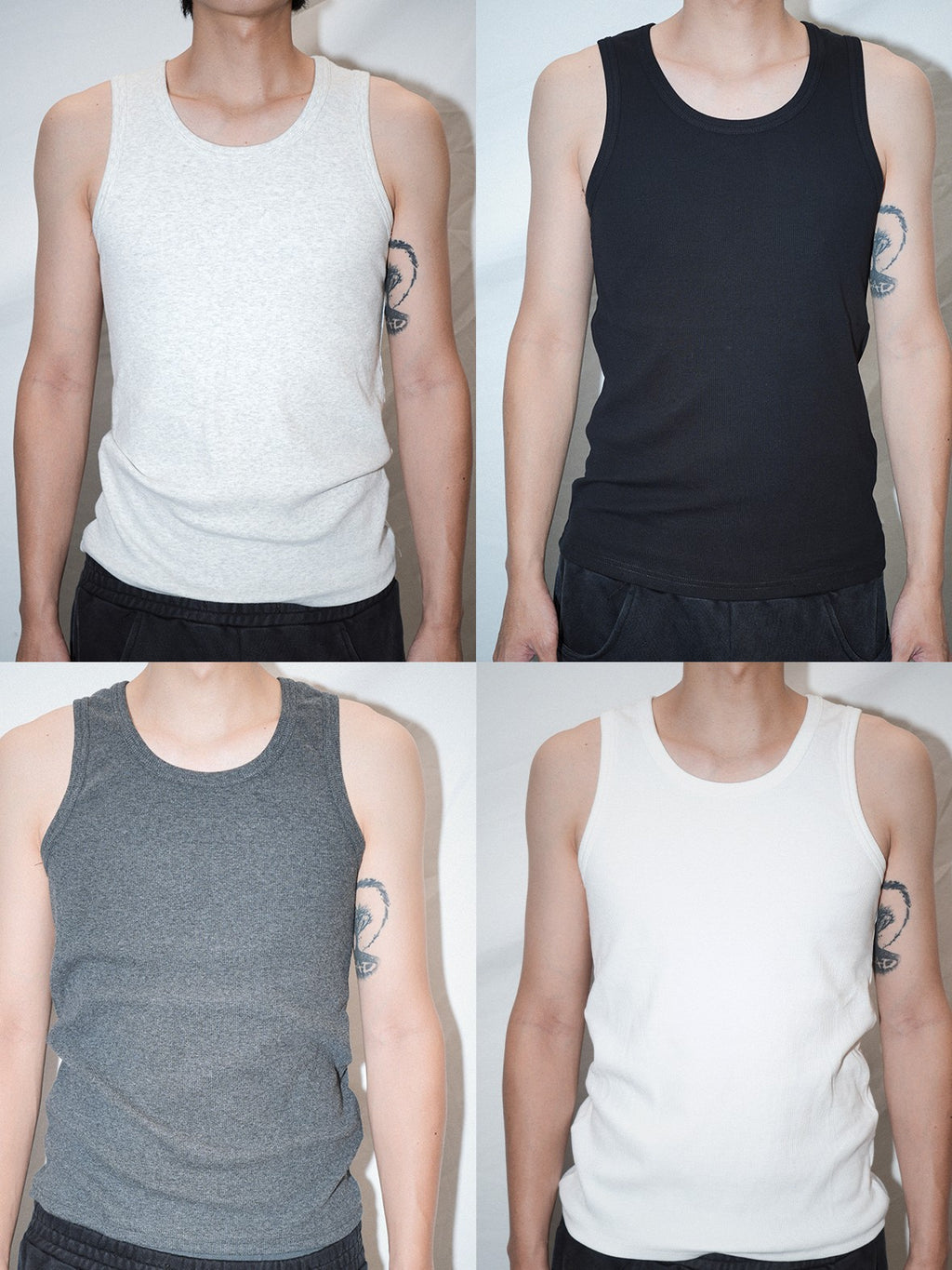 AvinMade Solid Elastic U Neck Slim Ribbed Hem Women's Cotton Spandex Ribbed Tank Tops