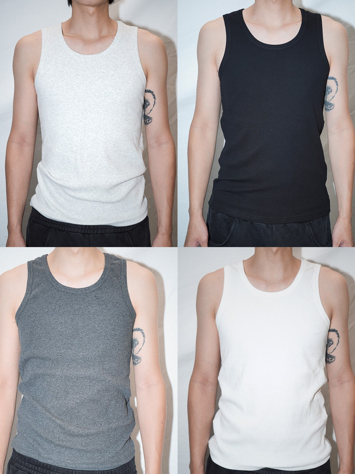 AvinMade Solid Elastic U Neck Slim Ribbed Hem Women's Cotton Spandex Ribbed Tank Tops