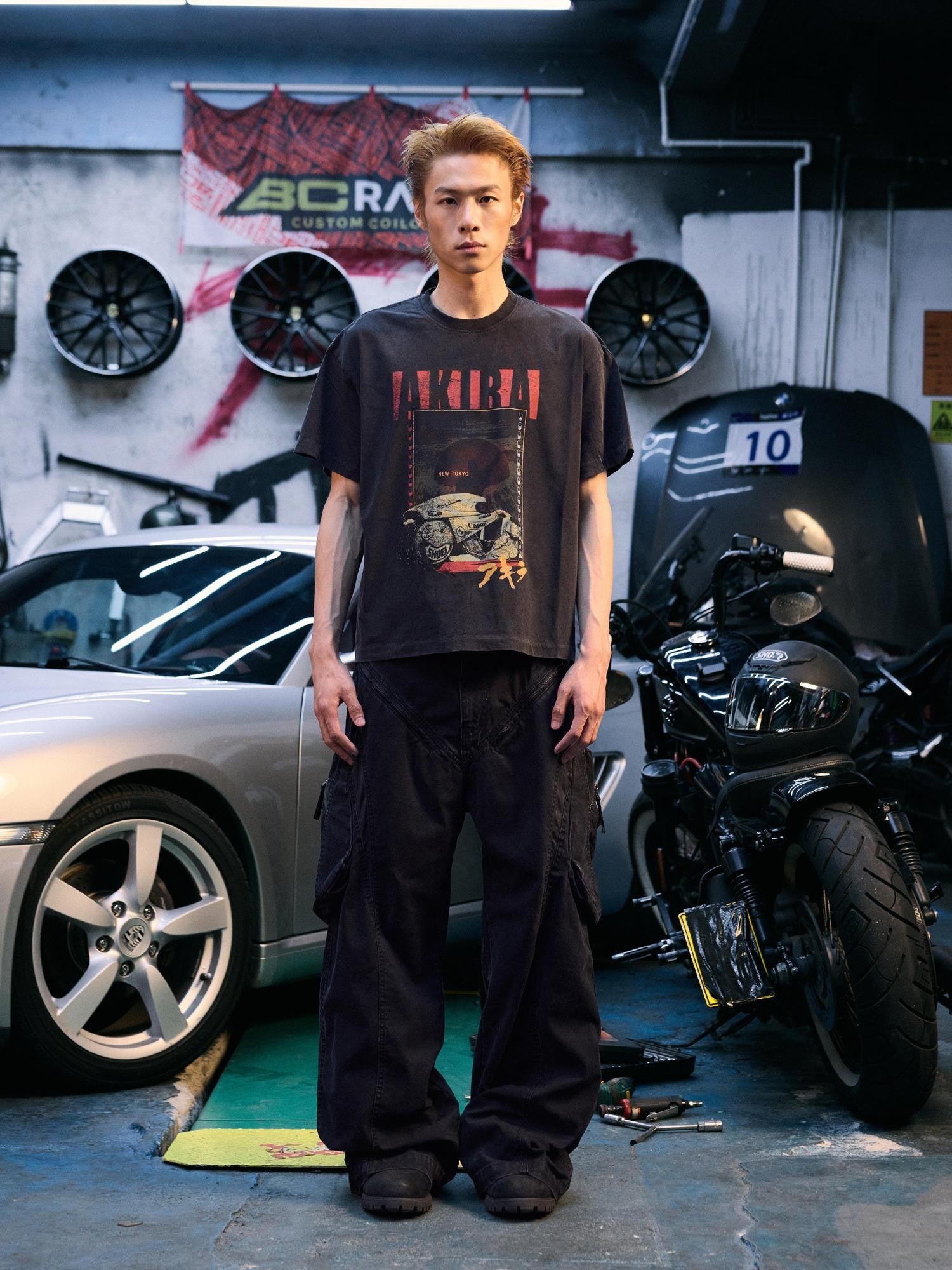 AvinMade Tokyo Explosion Motorcycle Print Loose Fit Women's Cotton Short Sleeve T-shirts