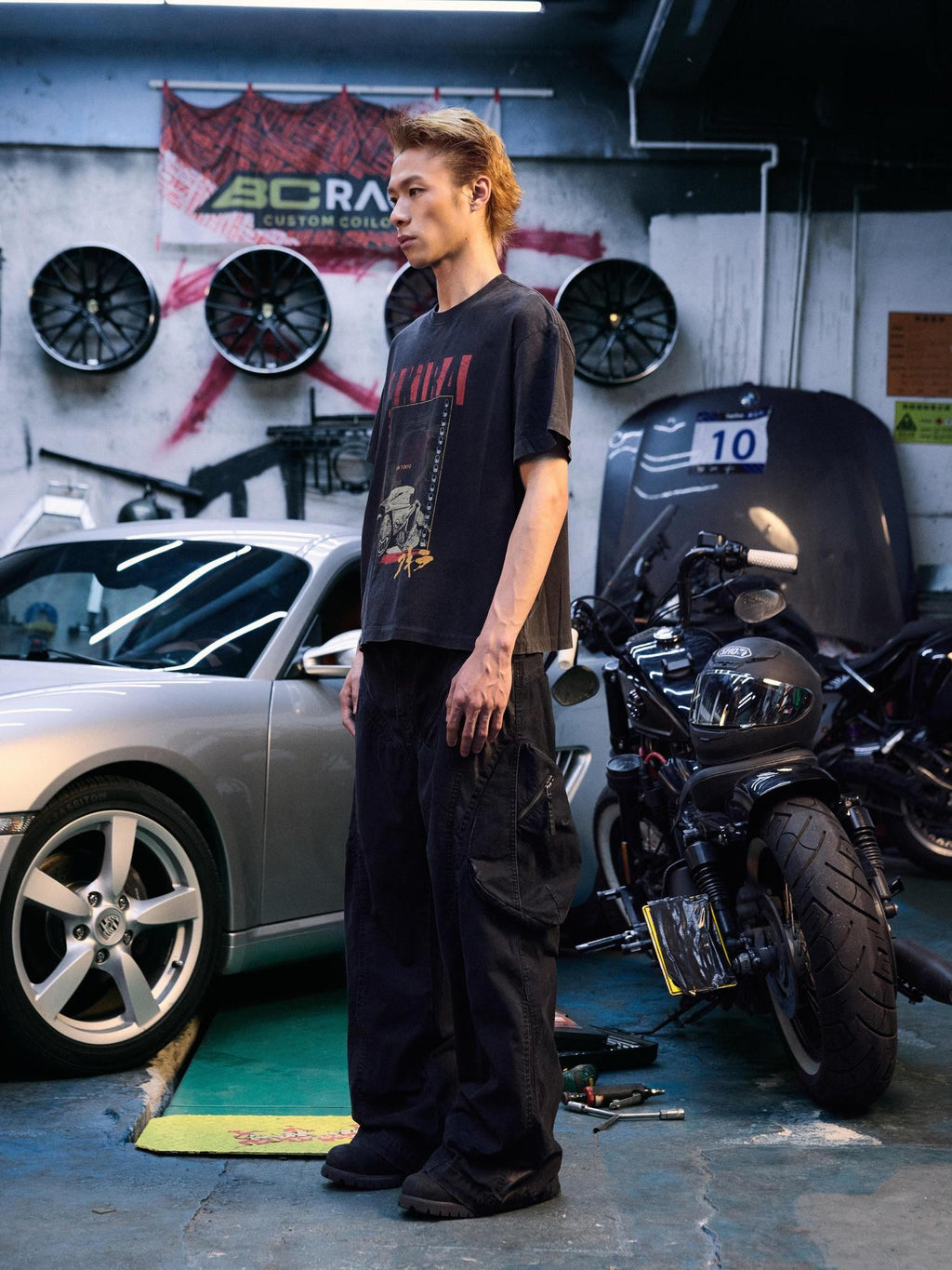 AvinMade Tokyo Explosion Motorcycle Print Loose Fit Women's Cotton Short Sleeve T-shirts